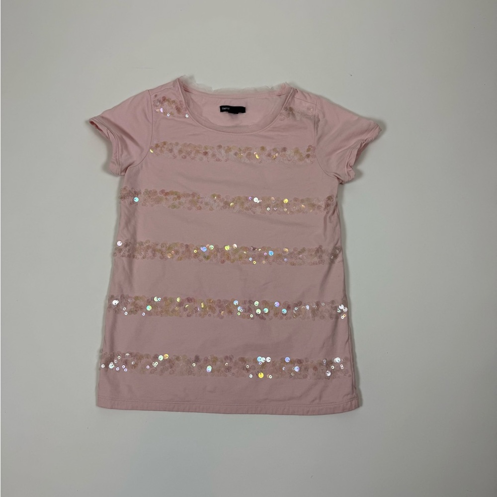 GAP Pink Sequin Kids Short Sleeve Tee